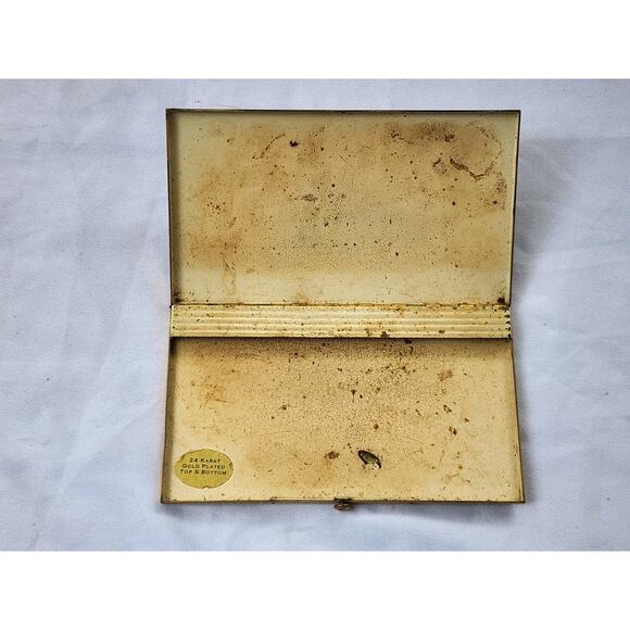 1940s Volupte Style Vintage 24k Gold Plated Flowers Scrolls Cigarette Card Case - Picture 3 of 4